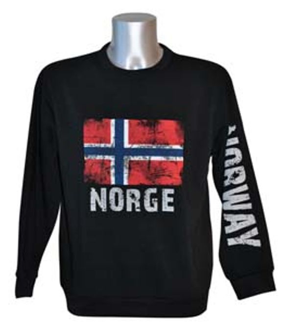 Hovedbilde College genser - Norsk flagg - Sort