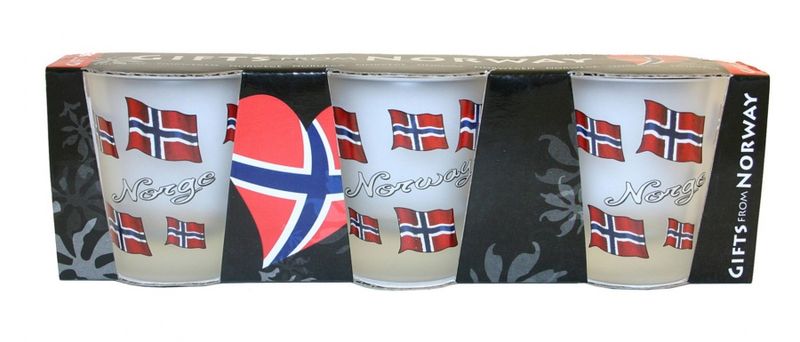 Shot glass - Norske flagg - 3 pakk