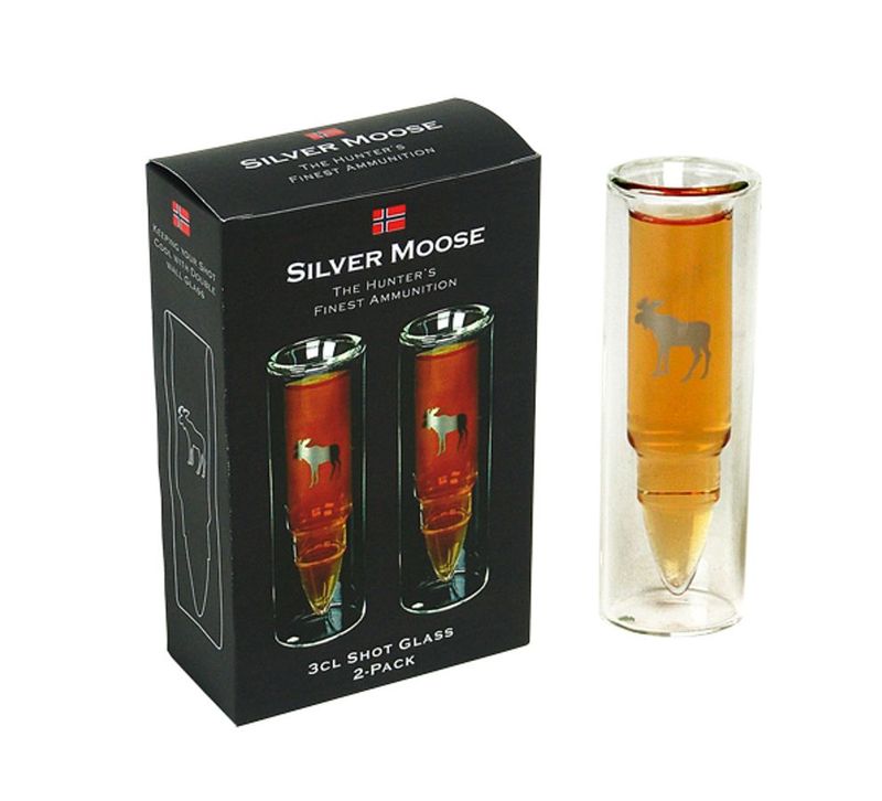 Silver Moose Snaps Glass 2 pk.
